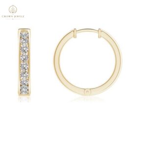 "Channel-Set Diamond Hinged Hoop Earrings  "
