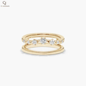 "Pear, Round and Pavé Diamond Ring in 14K Rose Gold  "