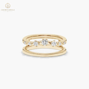 "Pear, Round and Pavé Diamond Ring in 14K Rose Gold  "