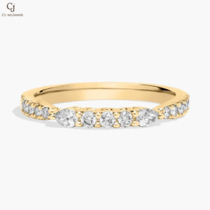 Round and Baguette Composite Diamond Ring in 18K Yellow Gold