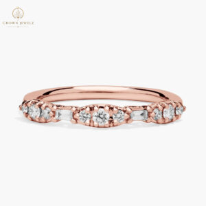 Round and Baguette Composite Diamond Ring in 18K Yellow Gold
