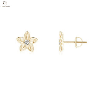 Classic Diamond Plumeria Flower Earrings
