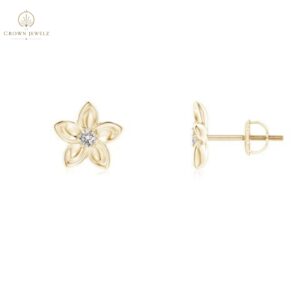 Classic Diamond Plumeria Flower Earrings