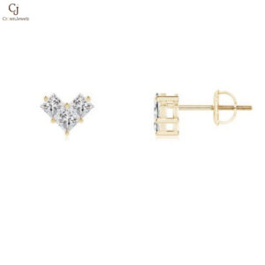 V-Shaped Princess-Cut Diamond Stud Earrings
