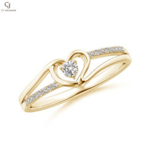 Round Diamond Split Shank Heart Promise Ring