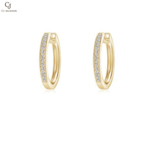"Pave-Set Diamond Hinged Hoop Earrings  "