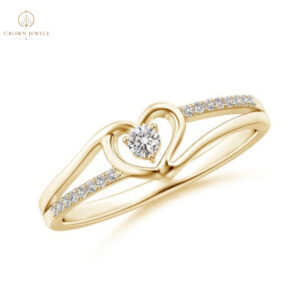 Round Diamond Split Shank Heart Promise Ring