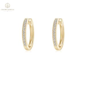 "Pave-Set Diamond Hinged Hoop Earrings  "