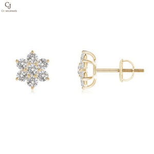 Diamond Flower-Shaped Stud Earrings