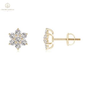 Diamond Flower-Shaped Stud Earrings