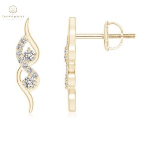 Flame-Shaped Diamond Stud Earrings