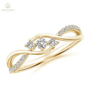 Diamond Infinity Twist Three Stone Bypass Ring
