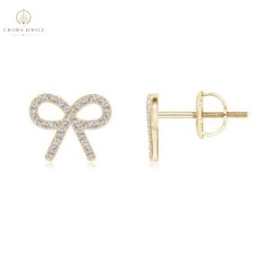 Diamond Bow Stud Earrings