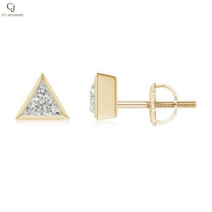 Bezel-Set Triangular Diamond Solitaire Stud Earrings