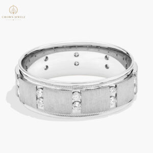 Milgrain Vertical Row Diamond Eternity Ring in Platinum
