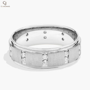 Milgrain Vertical Row Diamond Eternity Ring in Platinum