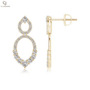 Double Oval Diamond Drop Earrings
