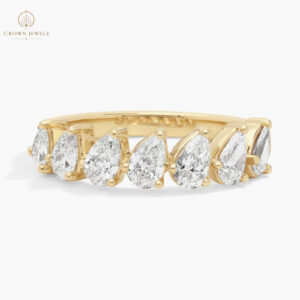 Diamond Cluster Ring with 1 CTW Pear Shaped Lab-Grown Diamonds in 14K Yellow Gold