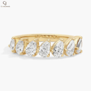 Diamond Cluster Ring with 1 CTW Pear Shaped Lab-Grown Diamonds in 14K Yellow Gold