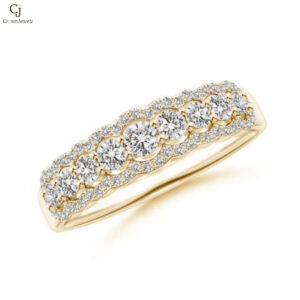 Scalloped-Edge Diamond Nine Stone Anniversary Ring