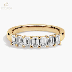 Seven Stone Emerald Lab Grown Diamond Ring in 14k White Gold