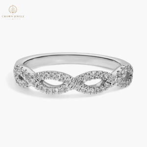Infinity Twist Micropavé Diamond Wedding Ring in 14k White Gold