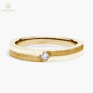 Men's Princess-Cut Solitaire Diamond Step Ring in Platinum