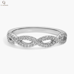 Infinity Twist Micropavé Diamond Wedding Ring in 14k White Gold