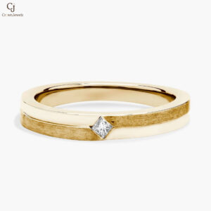 Men's Princess-Cut Solitaire Diamond Step Ring in Platinum