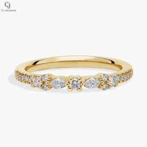 Marquise and Round Bow Diamond Ring in 14k Yellow Gold