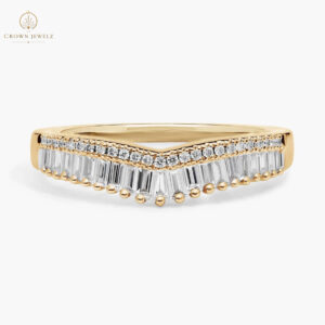 ZAC ZAC POSEN Baguette & Pavé Diamond Crown Curved Wedding Ring in 14k Yellow Gold