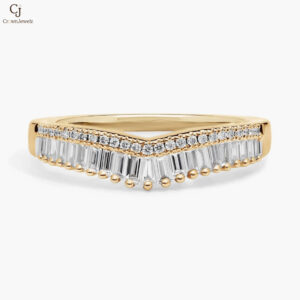 ZAC ZAC POSEN Baguette & Pavé Diamond Crown Curved Wedding Ring in 14k Yellow Gold