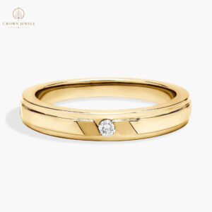Diagonal Channel Set Round Solitaire Diamond Ring in Platinum