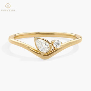 Diamond Fashion Ring with 0.2 CTW Pear and Round Cut Lab-Grown Diamonds in 14K Yellow Gold