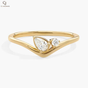 Diamond Fashion Ring with 0.2 CTW Pear and Round Cut Lab-Grown Diamonds in 14K Yellow Gold