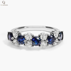 Sapphire and Diamond Garland Ring in Platinum