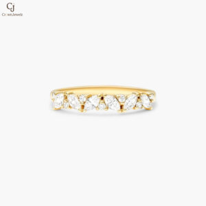 Array Marquise And Round Diamond Ring In 14K Yellow Gold