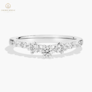 Curved Diamond Chevron Ring in Platinum
