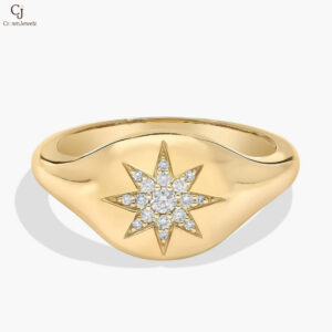 Diamond Star Signet Ring in 14K Yellow Gold