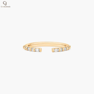 Channel Set Open Diamond Wedding Ring In 14K Yellow Gold