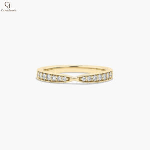 Tapered Pavé Diamond Wedding Ring In 14K Yellow Gold