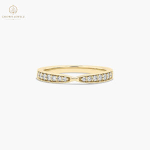 Tapered Pavé Diamond Wedding Ring In 14K Yellow Gold