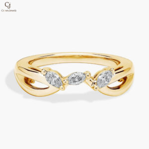 Romantic Twist Marquise Curved Diamond Ring in 14k White Gold