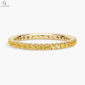 Riviera Pavé Yellow Sapphire Eternity Ring in 18k Yellow Gold