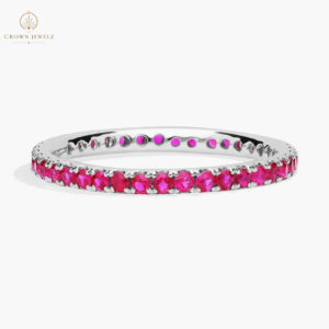 Riviera Pavé Pink Sapphire Eternity Ring in 18k Rose Gold