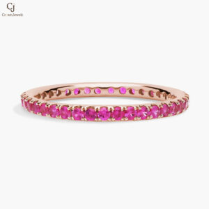 Riviera Pavé Pink Sapphire Eternity Ring in 18k Rose Gold