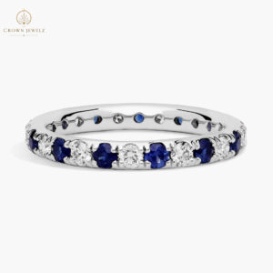 Riviera Pavé Sapphire and Diamond Eternity Ring in Platinum