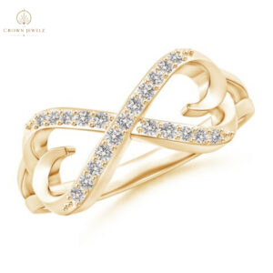 Split-Shank Round Natural Diamond Infinity Heart Ring