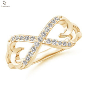Split-Shank Round Natural Diamond Infinity Heart Ring