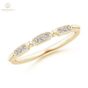 Pave-Set Diamond Beaded Wedding Ring